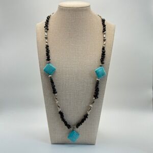 Native American Turquoise Necklace Handmade Stirling Silver Beads Boho‎ Jewelry